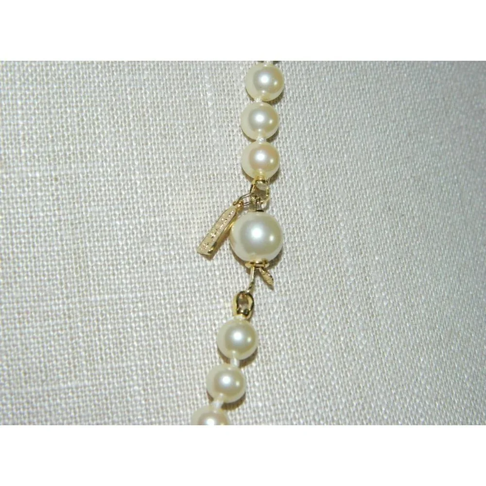 Vintage Marvella Gold Tone Champagne Glass Faux Pearl Necklace with Tags